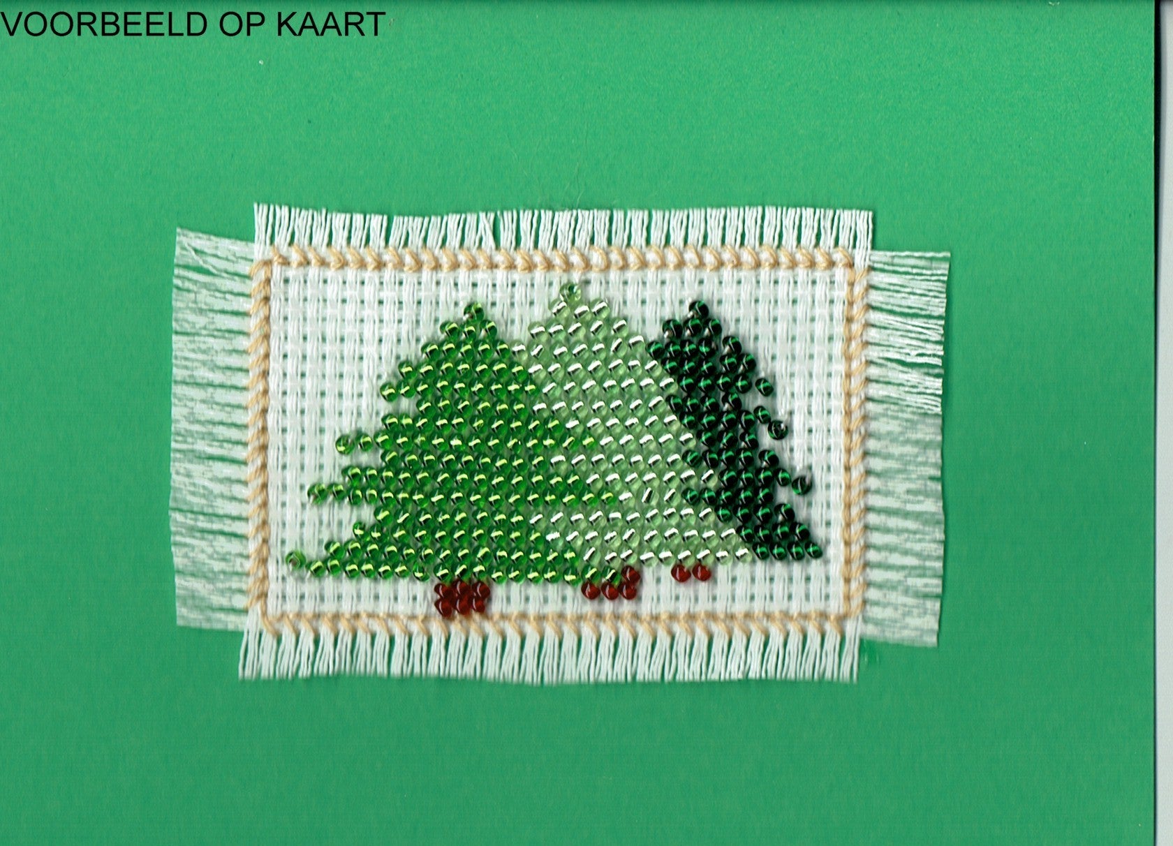 Borduurpakket groene kerstbomen 4x7cm