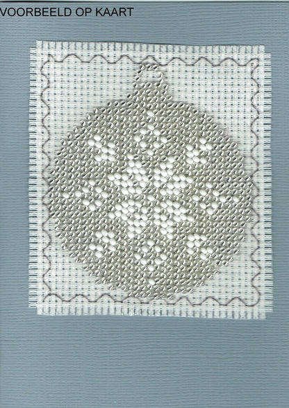 Borduurpakket kerstbal 7x8cm zilver wit