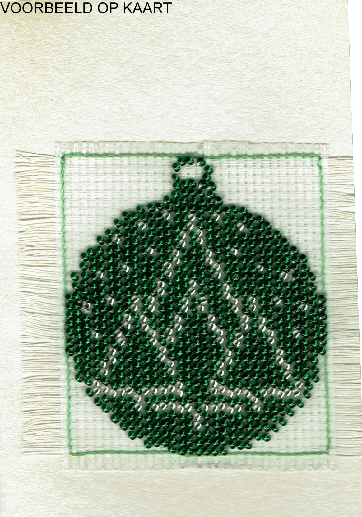 Borduurpakket kerstbal 7x8cm groen/wit