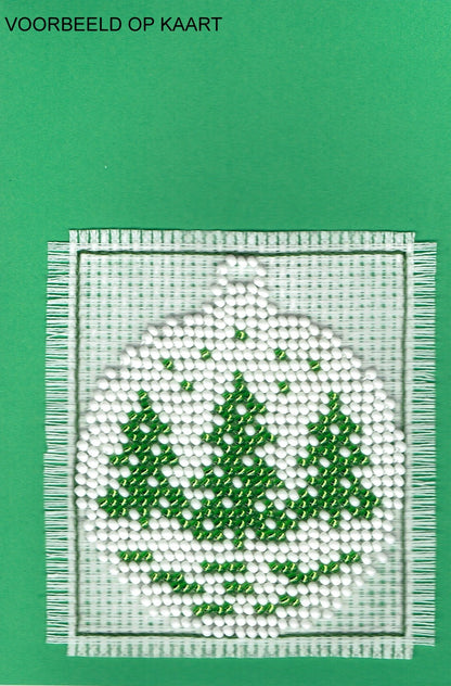 Borduurpakket kerstbal 7x8cm groen/wit