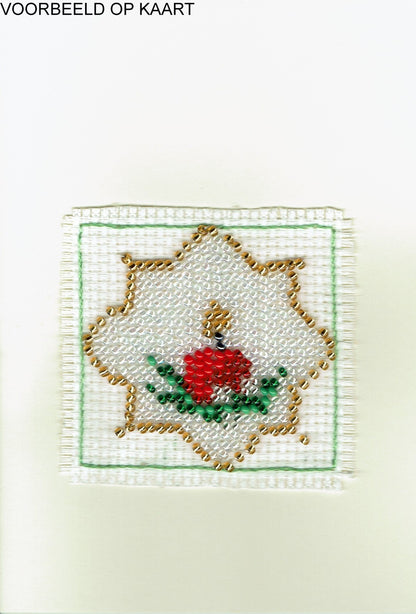 Borduurpakket kerstster met kaars 6x6cm