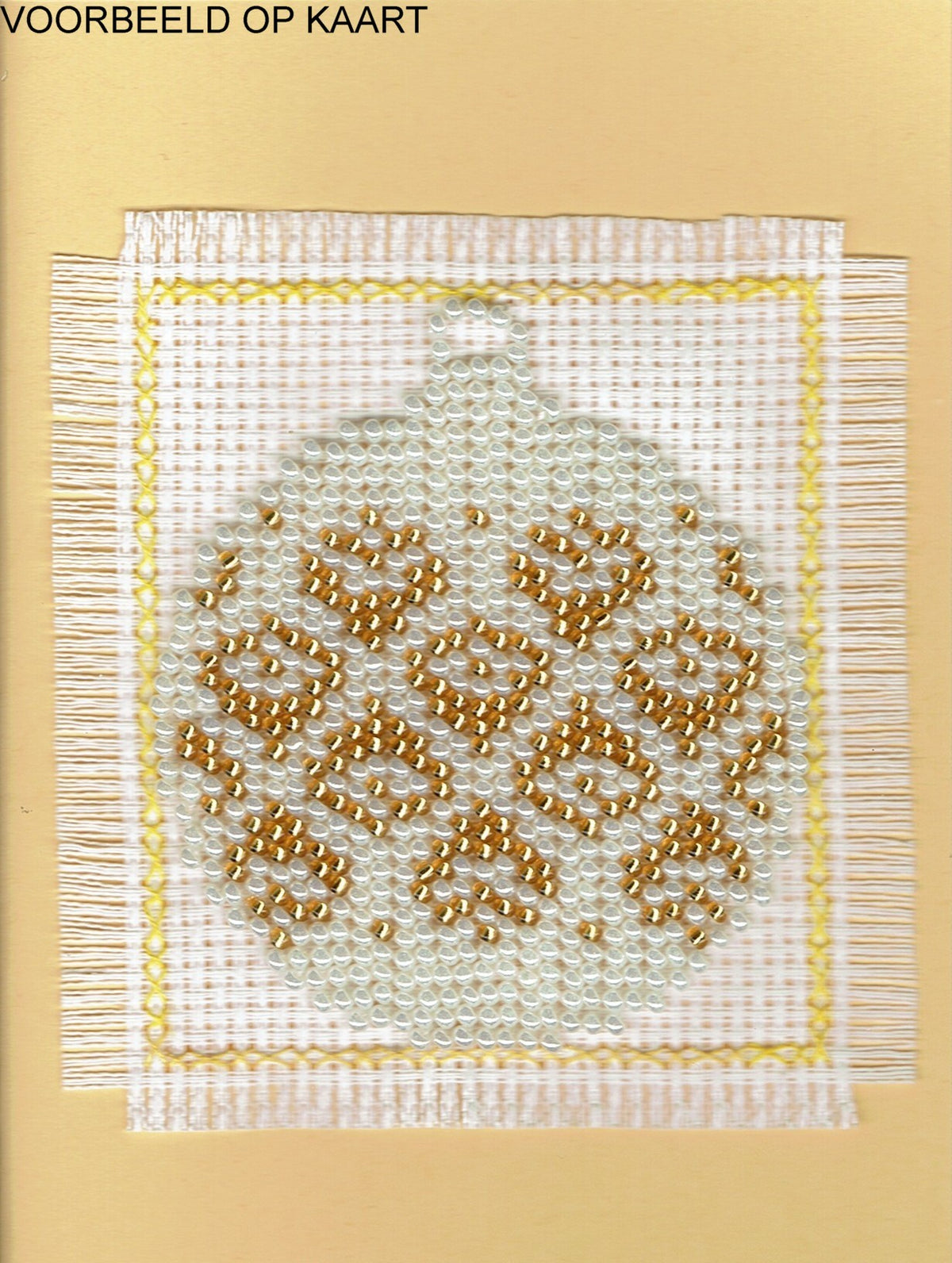 Borduurpakket kerstbal 7x8cm wit/goud