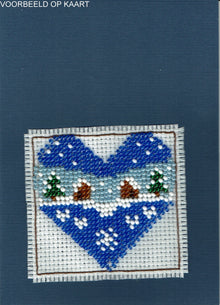 Borduurpakket hart sneeuwlandschap 8x8cm