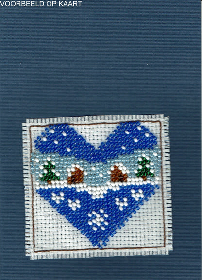 Borduurpakket hart sneeuwlandschap 8x8cm