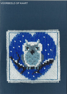 Borduurpakket hart met uil 8x8cm
