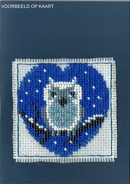 Borduurpakket hart met uil 8x8cm