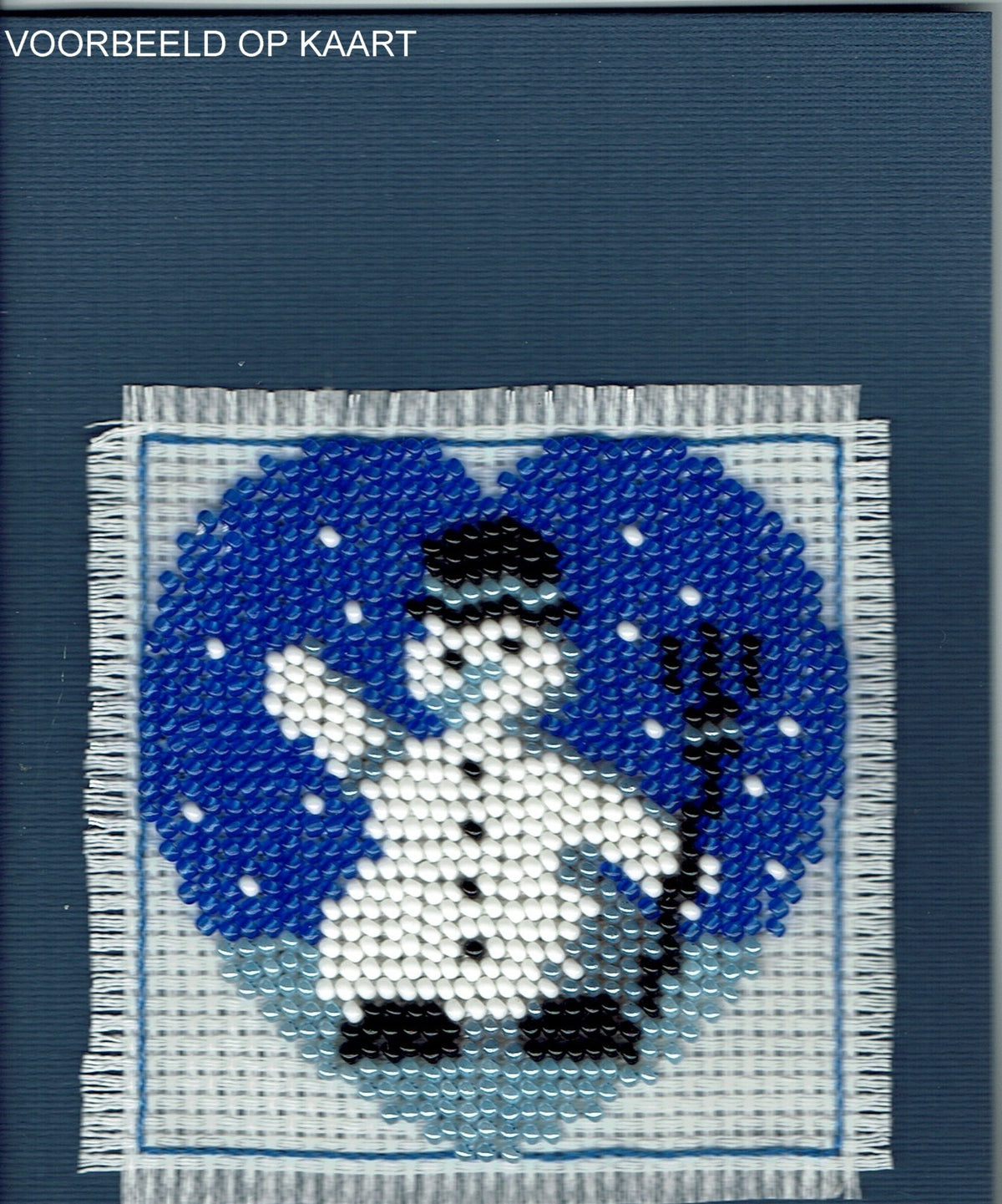 Borduurpakket hart met sneeuwpop 8x8cm