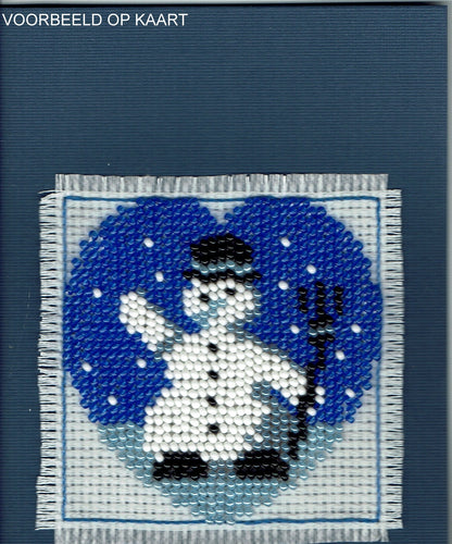 Borduurpakket hart met sneeuwpop 8x8cm