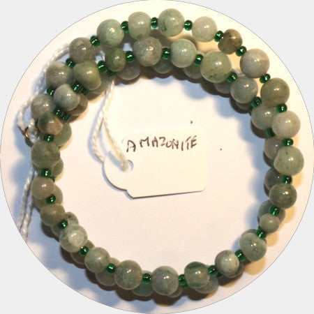 Armband verenstaal 5,5vm  Amazonite 6mm rond