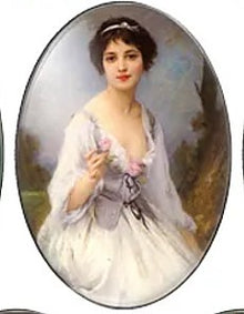 Cabochon 30x40mm oude dames protretten