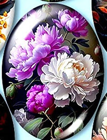 Cabochon 30x40mm Pioenrozen