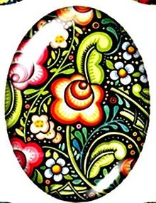 Cabochon 30x40mm bloemen kunst
