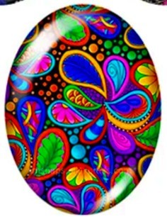 Cabochon 30x40mm bloemen kunst