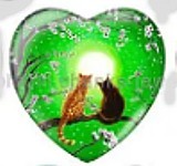 Cabochon 25mm hartvorm zwarte katten
