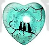 Cabochon 25mm hartvorm zwarte katten