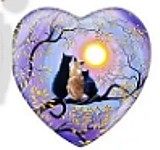 Cabochon 25mm hartvorm zwarte katten