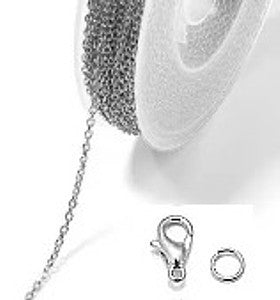 3m ketting metalkl 2,5x3mm +10karabijn+30 ring 4mm