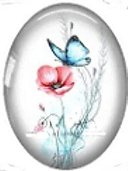 Cabochon 18x25mm bloemen