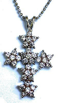 Kruis 40mm met transparante strass en 40kcm etting