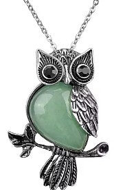 collier met uil 40x55mm aventurin