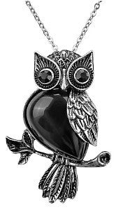 Collier met hanger uil 46mm obsidiaan