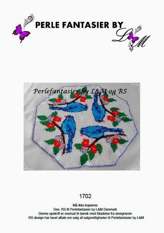 Patronen DEENS leaflet kleed met blauwe vogels