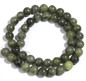 Edelsteen 8mm groene zuidelijke jade  ca. 38cm.