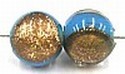 bloemkraal rond ca 8mm turkoois goldfoil 5st