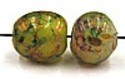 glaskr. rond 9mm groen/oranje gemarmerd 10st.