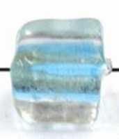glaskraal blokje 8x8mm transp. turkoois kern 10st