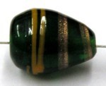 glaskr. druppel 14x18mm groen/goudgeelstreep p.st
