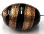 glaskraal ovaal 17x12mm zwart/goudband p.st
