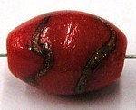 glaskraal ovaal 18x13mm rood/goudband 2st