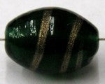 glaskraal ovaal 18x13mm groen goudband p.st