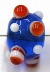 glaskraal pukkels 11mm blauw oranje/witte ogen 5st
