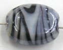 Glaskr. 15x12mm plat wit/ zwart gestreept 20st
