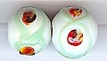 Glaskraal rond 12-14mm  wit/groene streep 5st