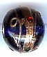 Glaskraal 15mm transp pruisischblauw/goud 5st