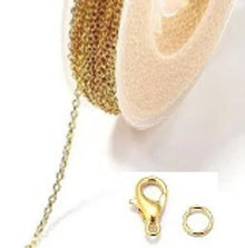 3m ketting goudkl 2,5x3mm +10karabijn+30 ring 4mm