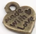Bedel hart 10mm "Made with love" oudgoudkl. 4st.