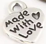 Bedel hart 10mm "Made with love" zwart+metkl 4st.