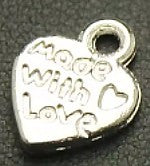 Bedel hart 10mm "Made with love" zwart+goudkl.4st.