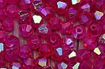 Facetkraal 4mm bicone tr.fuchsia AB 50st.