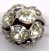 Strass kraal 10mm licht geel/oud zilver sutk