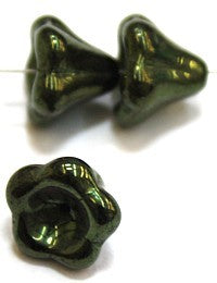Glaskelk 13x11mm groen wax gecoat 5st