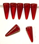 Glaskraal spike 5x13mm jantar opal red 20st