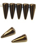 Glaskraal spike 5x13mm zwart gold bronze 20st