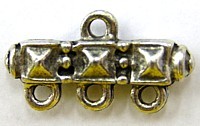 3-rij verdeler 12x23mm zilverkl. per paar