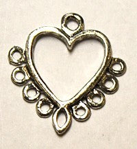 Hanger 35x31mm hart met 9 ogen zilverkl. p.st