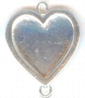 Hanger hart 32mm twee ogen verzilver p/st